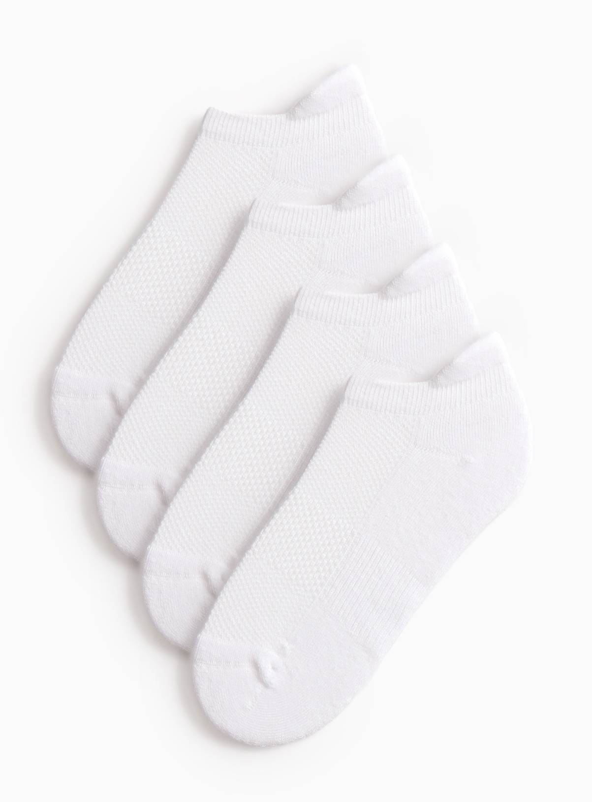 White 4 Pack Sport Cushioned Trainer Socks  4-8 - Image 1